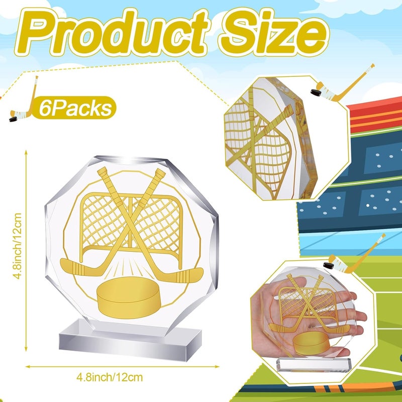 Anglechic 6 Pack Sports Trophy Acrylic Award Medals 4.72 x 4.72 Inch Sports Contest Trophies Bulk Plaques Team Prize Gift Trophies for Competition - Image 2